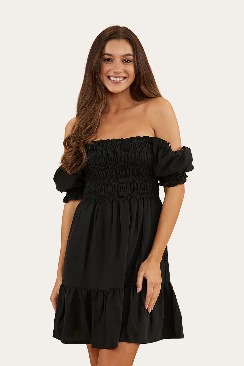 Ringers Western Tahlia Shirred Mini Dress - Black