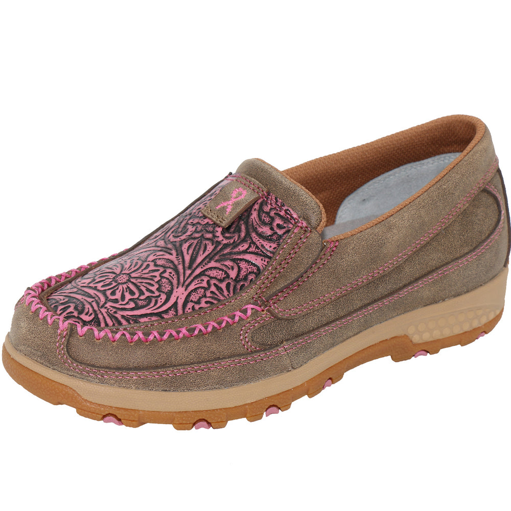 Twisted X Womens Tooled Pink Cellstretch Mocs - TCWXC0068