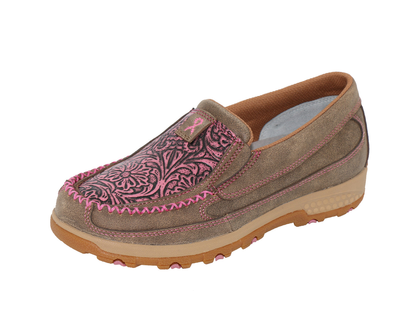 Twisted X Womens Tooled Pink Cellstretch Mocs - TCWXC0068
