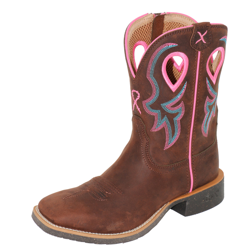 Twisted X Womens 9 Tech X 2 Pink Ribbon Zip Boots - TCWXTR019