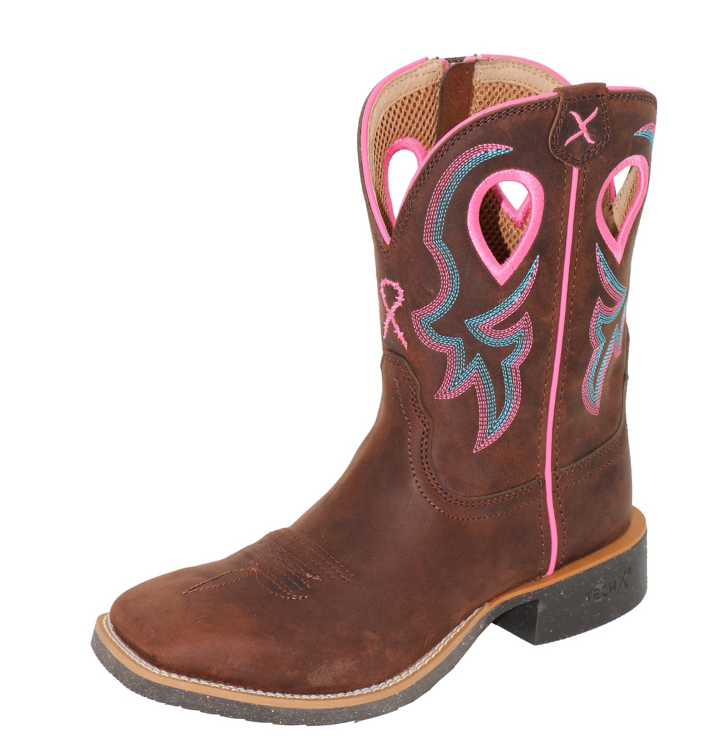 Twisted X Womens 9 Tech X 2 Pink Ribbon Zip Boots - TCWXTR019