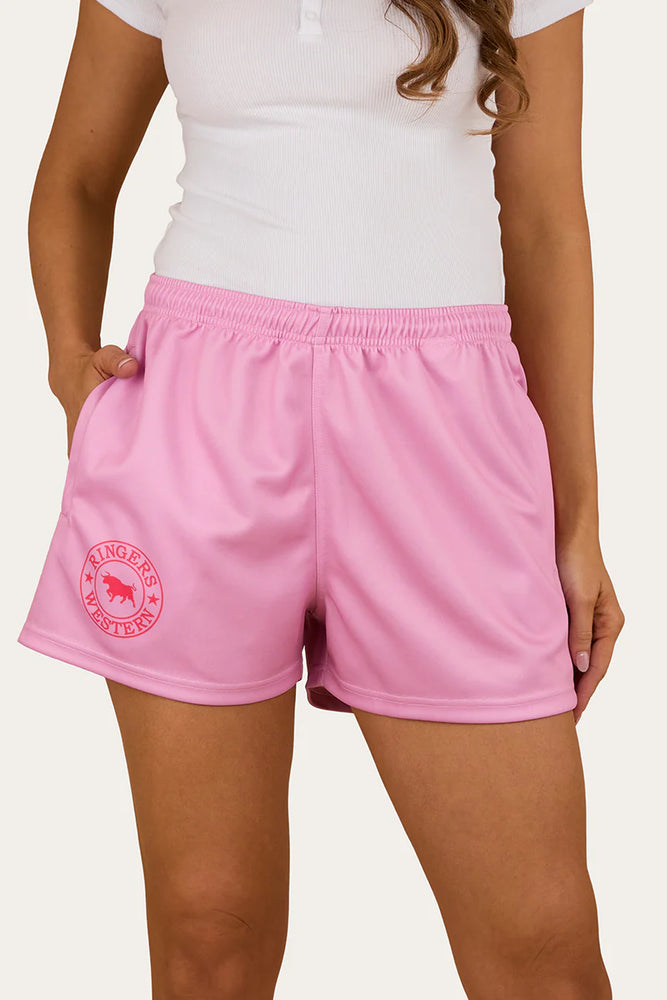Ringers Western Footy Shorts - Pastel Pink