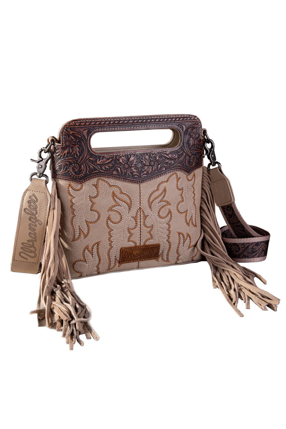 Wrangler Embroidered Fringe Crossbody Bag - X4S2961BAG - NATURAL