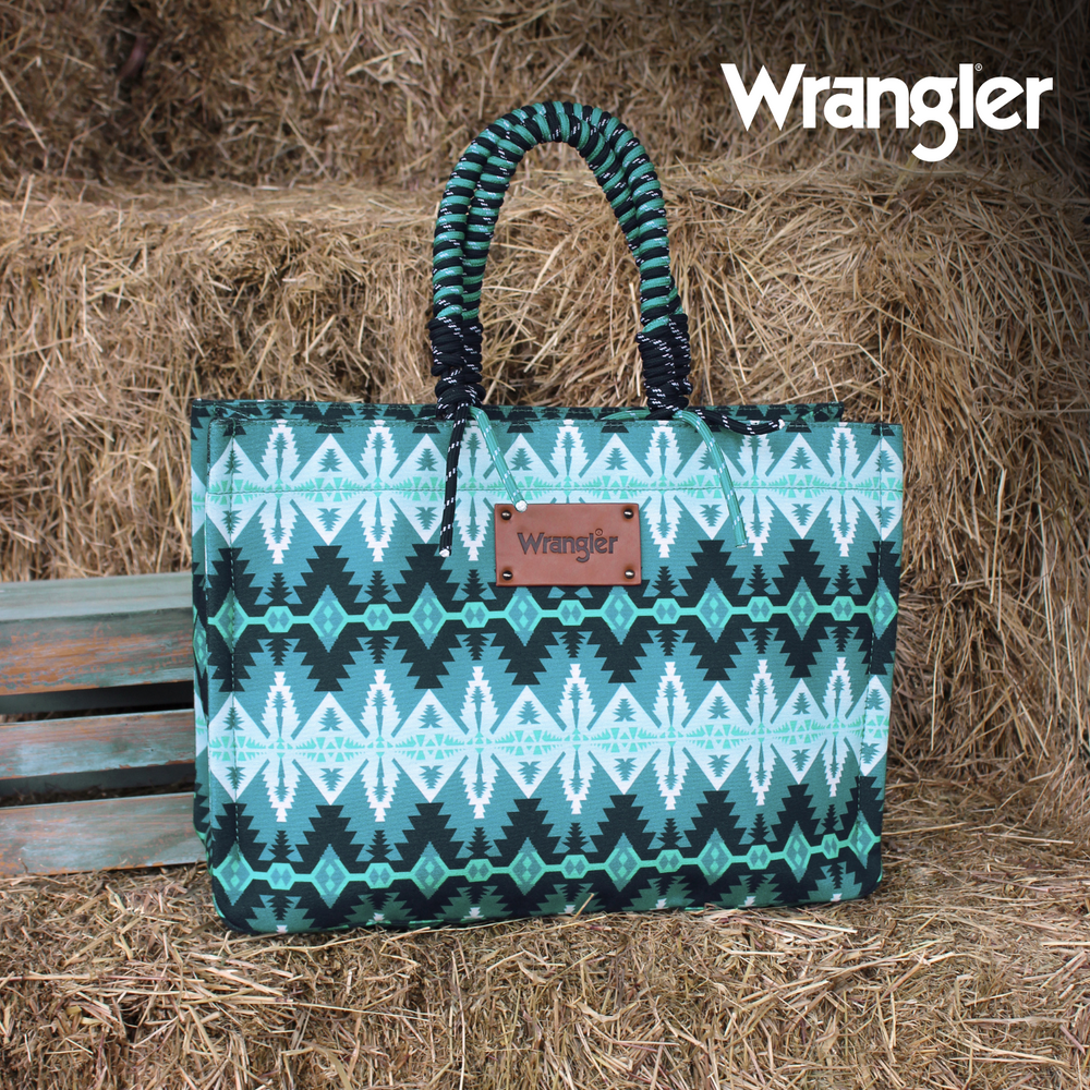 Wrangler Southwestern Oversized Tote - Blue X4S2972BAG