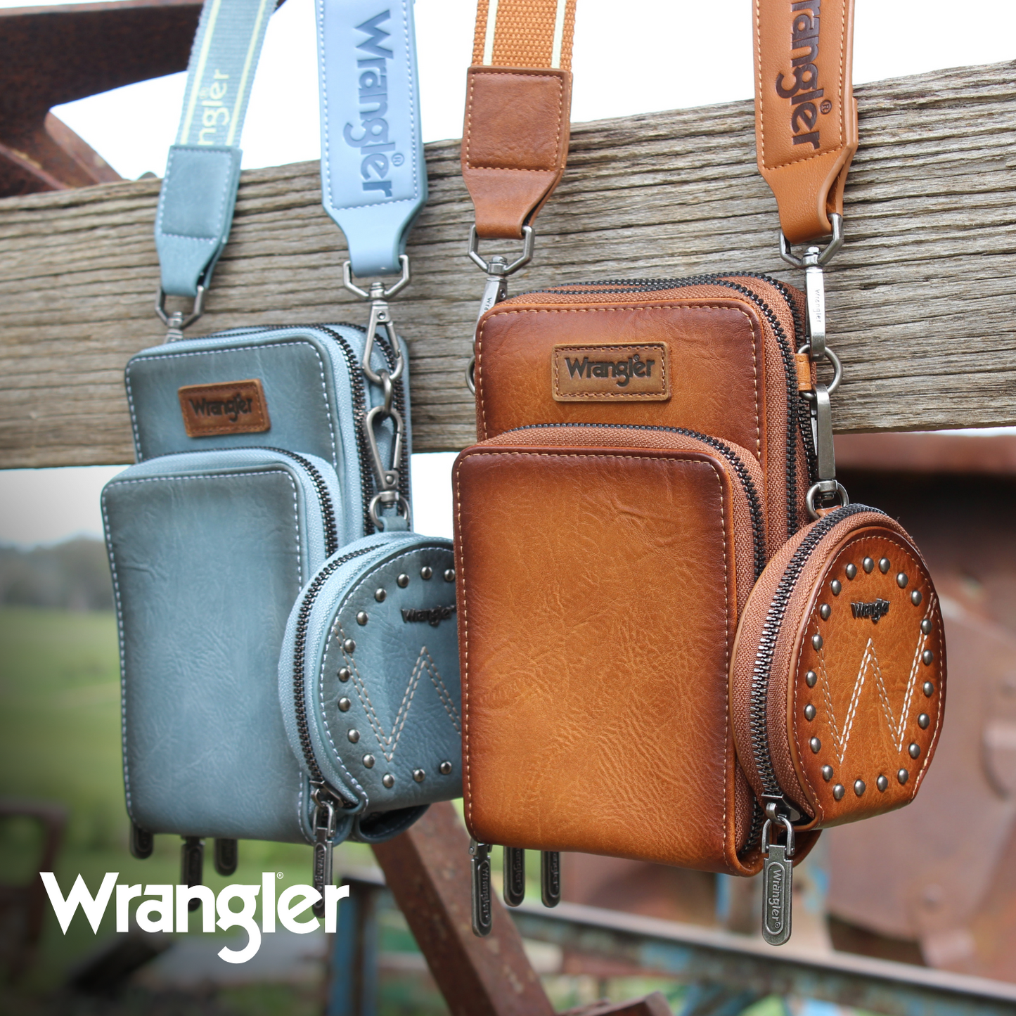 Wrangler Phone Wallet Bag & Coin Purse Set X4S2976BAG - LIGHT BLUE or TAN