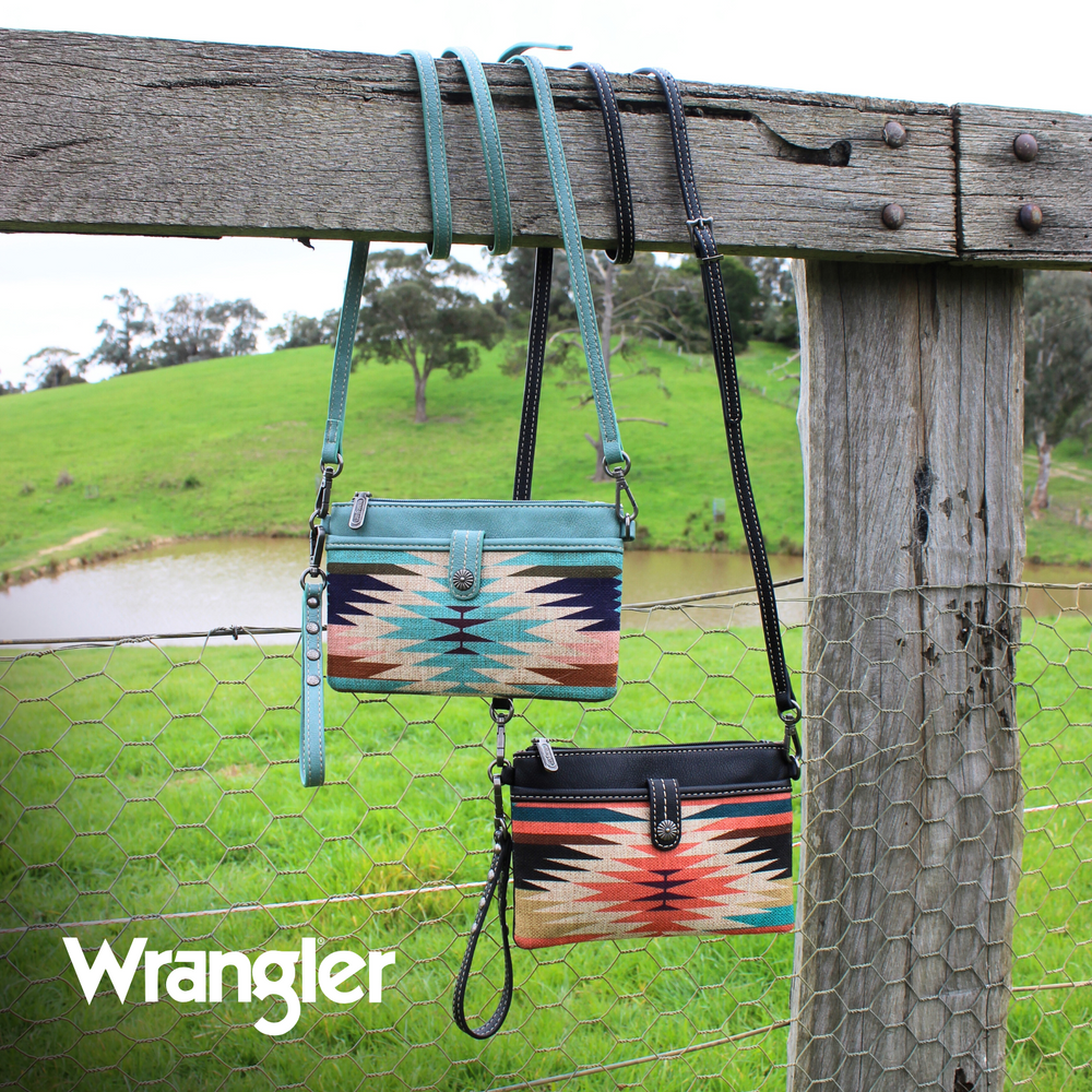 Wrangler Aztec Clutch Bag - X4S2977BAG - BLACK or BLUE