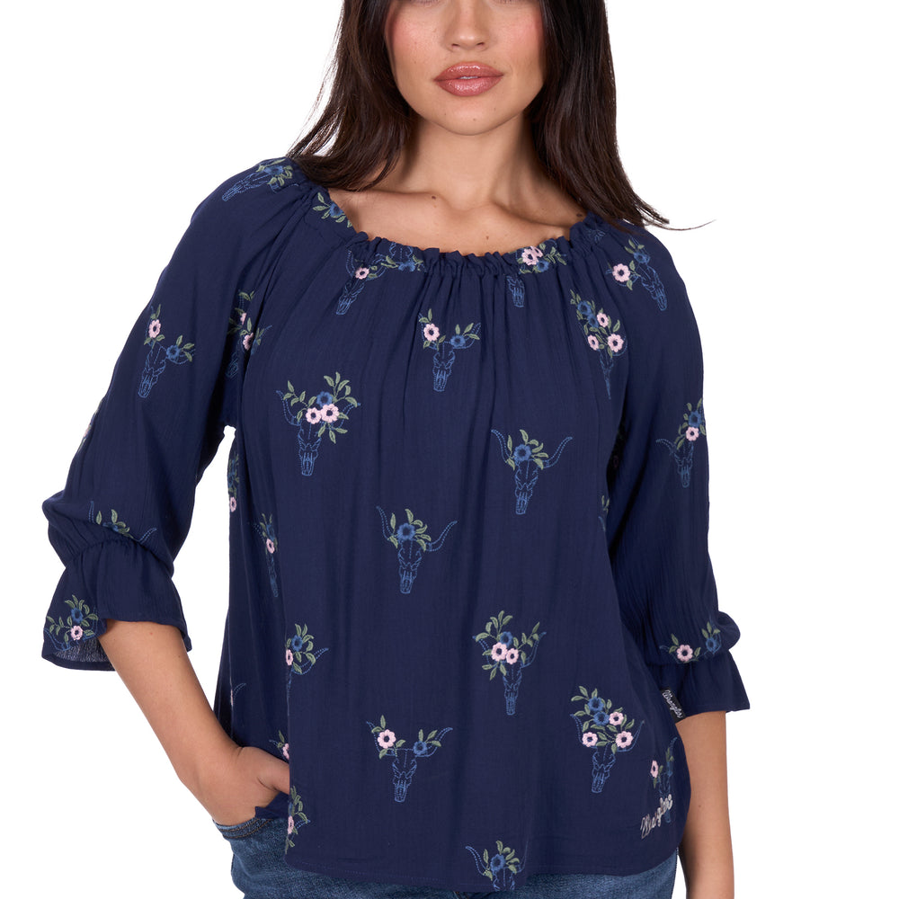 Wrangler Womens Camilla 3/4 Sleeve Blouse X5S2523448