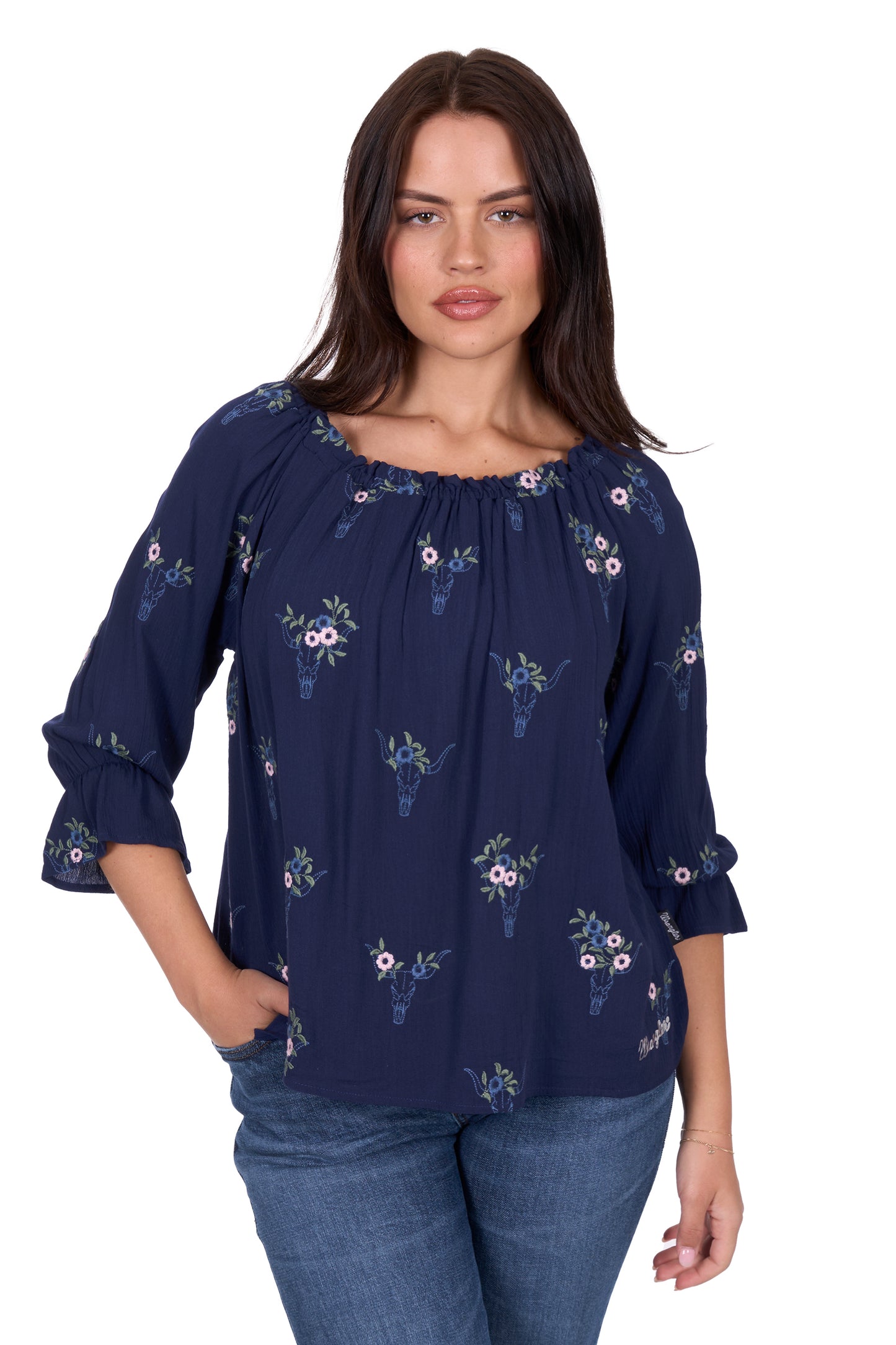 Wrangler Womens Camilla 3/4 Sleeve Blouse X5S2523448