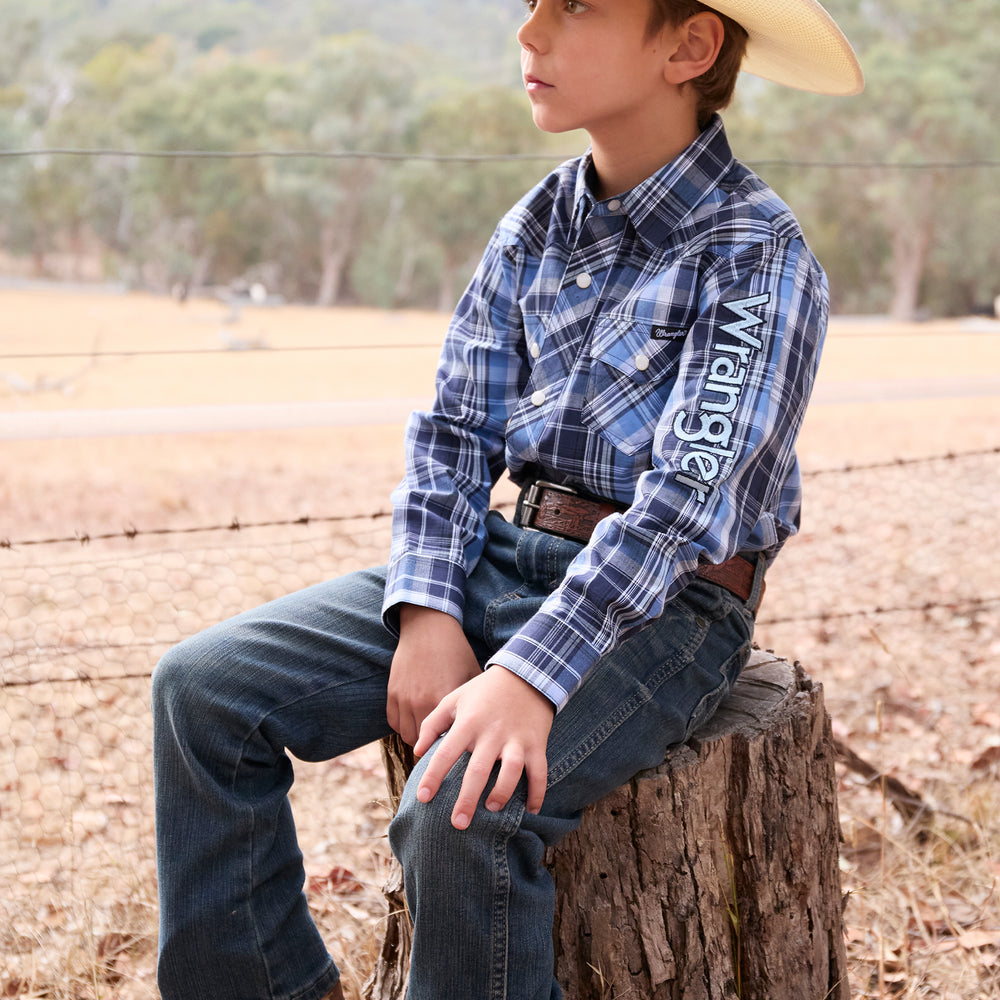 Wrangler Boys Billy Logo LS Dress Shirt - X5S3111362