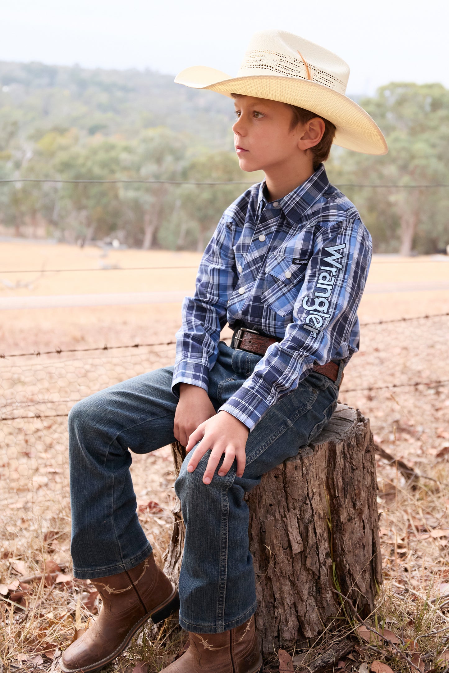 Wrangler Boys Billy Logo LS Dress Shirt - X5S3111362
