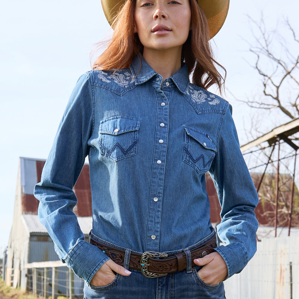 Wrangler Womens Chrissy Denim Arena Shirt - X5W2127288