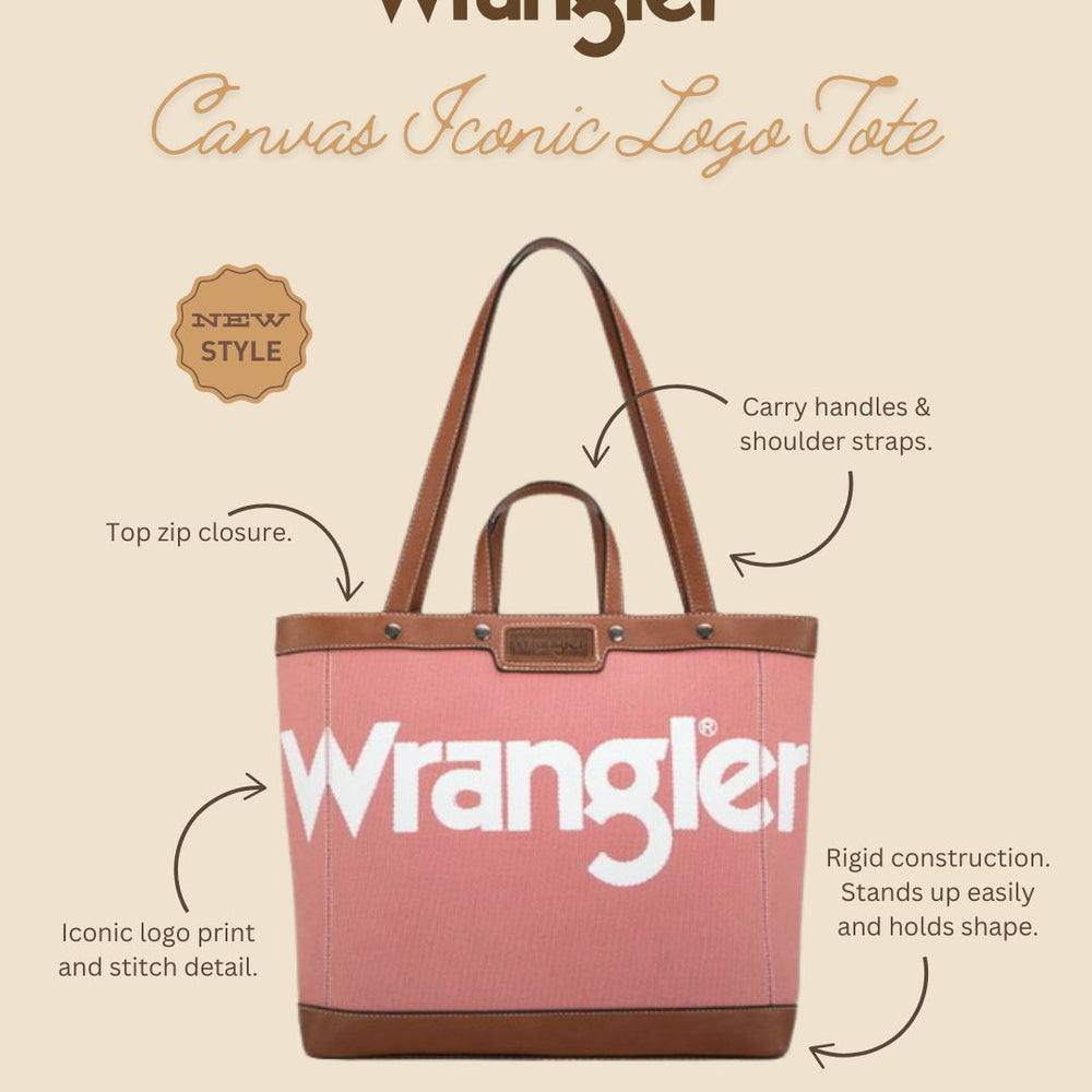 Wrangler Canvas Iconic Logo Tote - Pink X5W2985BAG