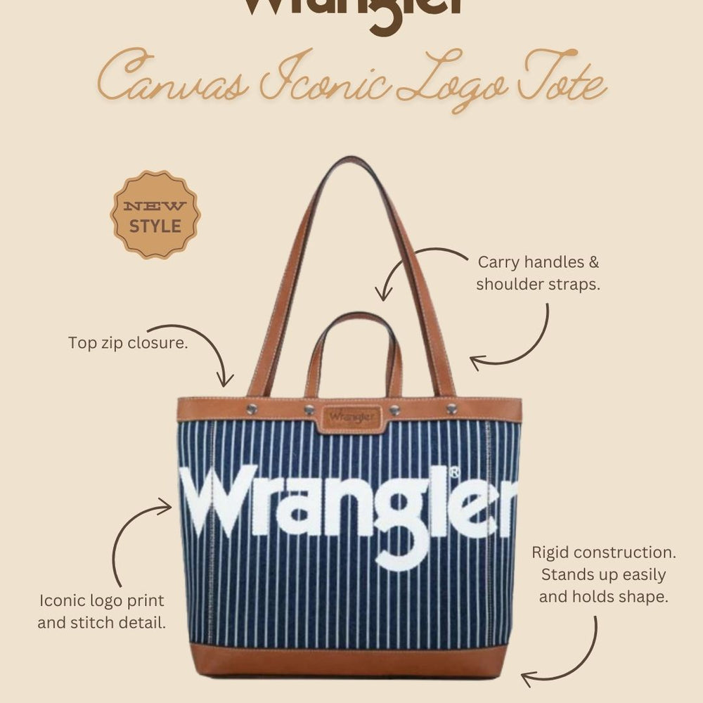 
                      
                        Wrangler Canvas Iconic Logo Tote - Navy/White X5W2985BAG
                      
                    