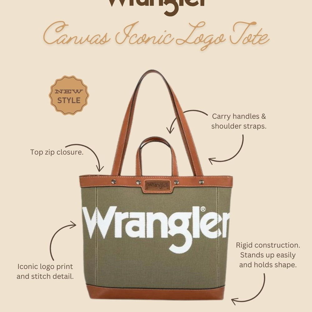 
                      
                        Wrangler Canvas Iconic Logo Tote - Khaki X5W2985BAG
                      
                    