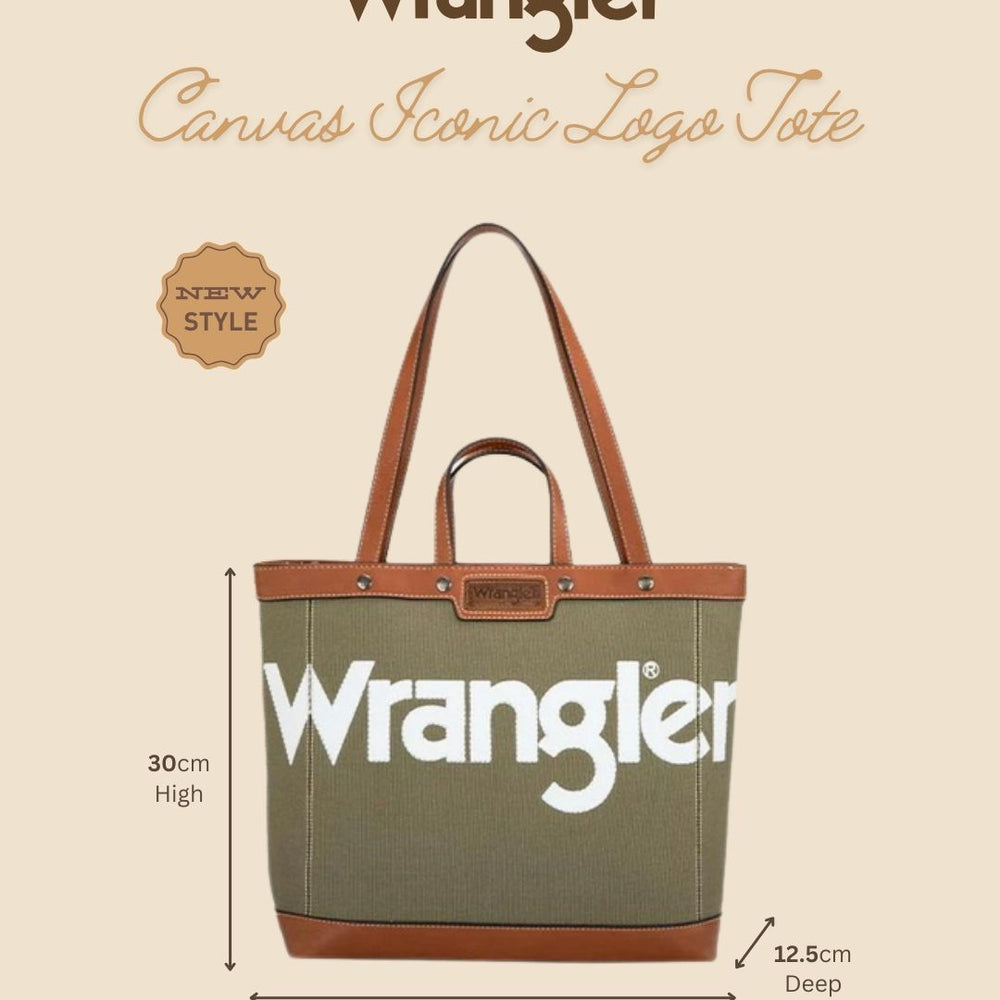 
                      
                        Wrangler Canvas Iconic Logo Tote - Khaki X5W2985BAG
                      
                    