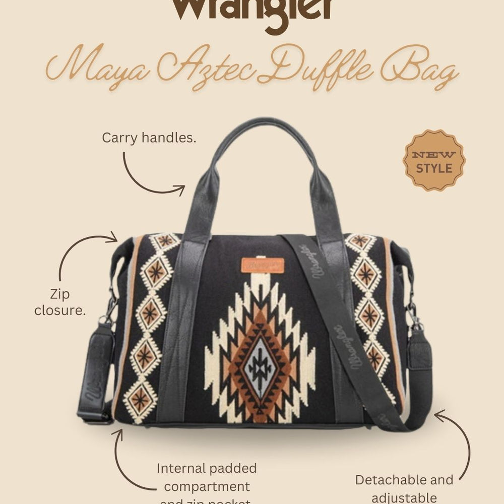 Wrangler Maya Aztec Duffle Bag - Black X5W2994BAG
