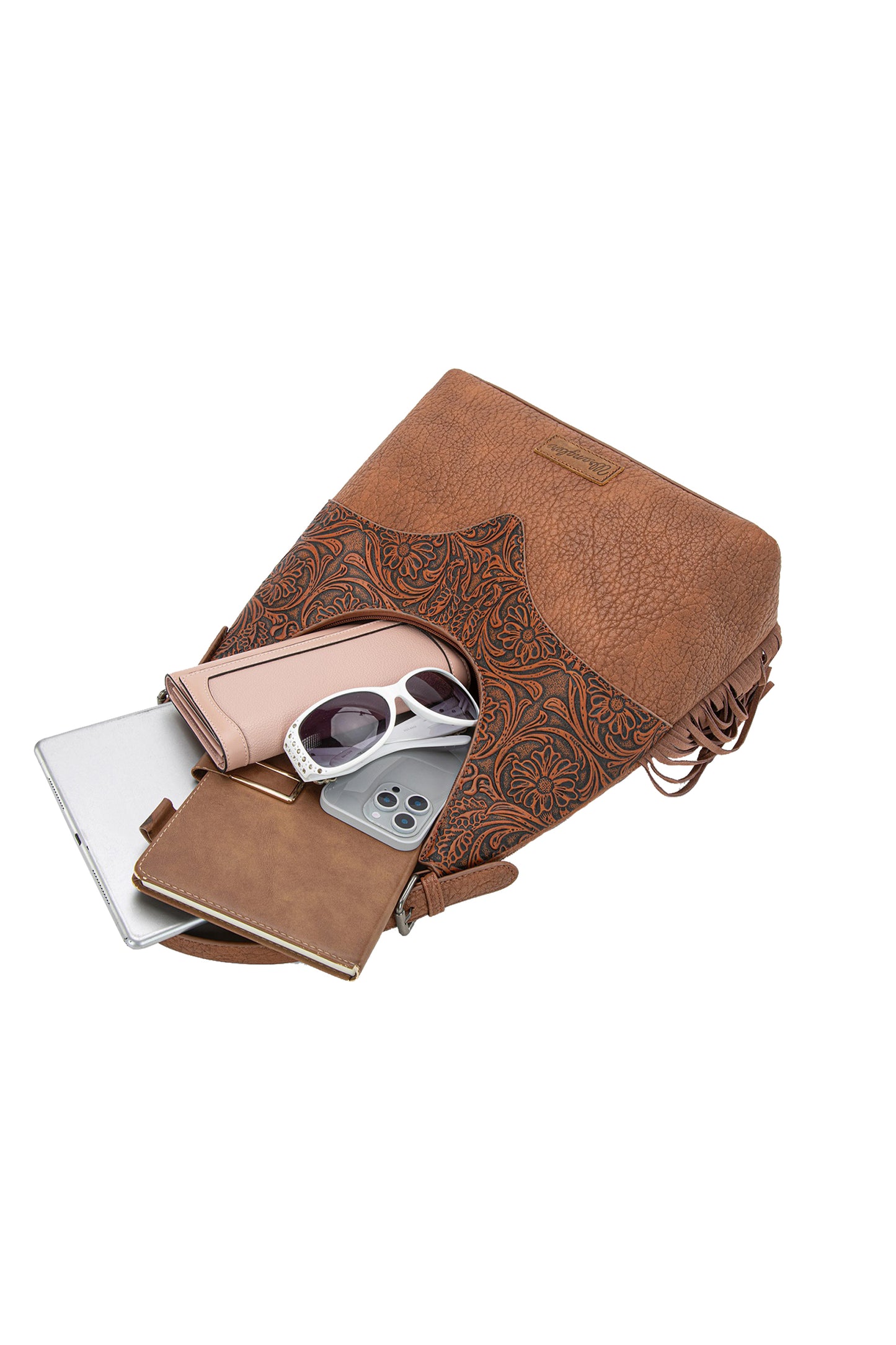 Wrangler Tooled Fringe Shoulder Bag - Tan X6W4906BAG