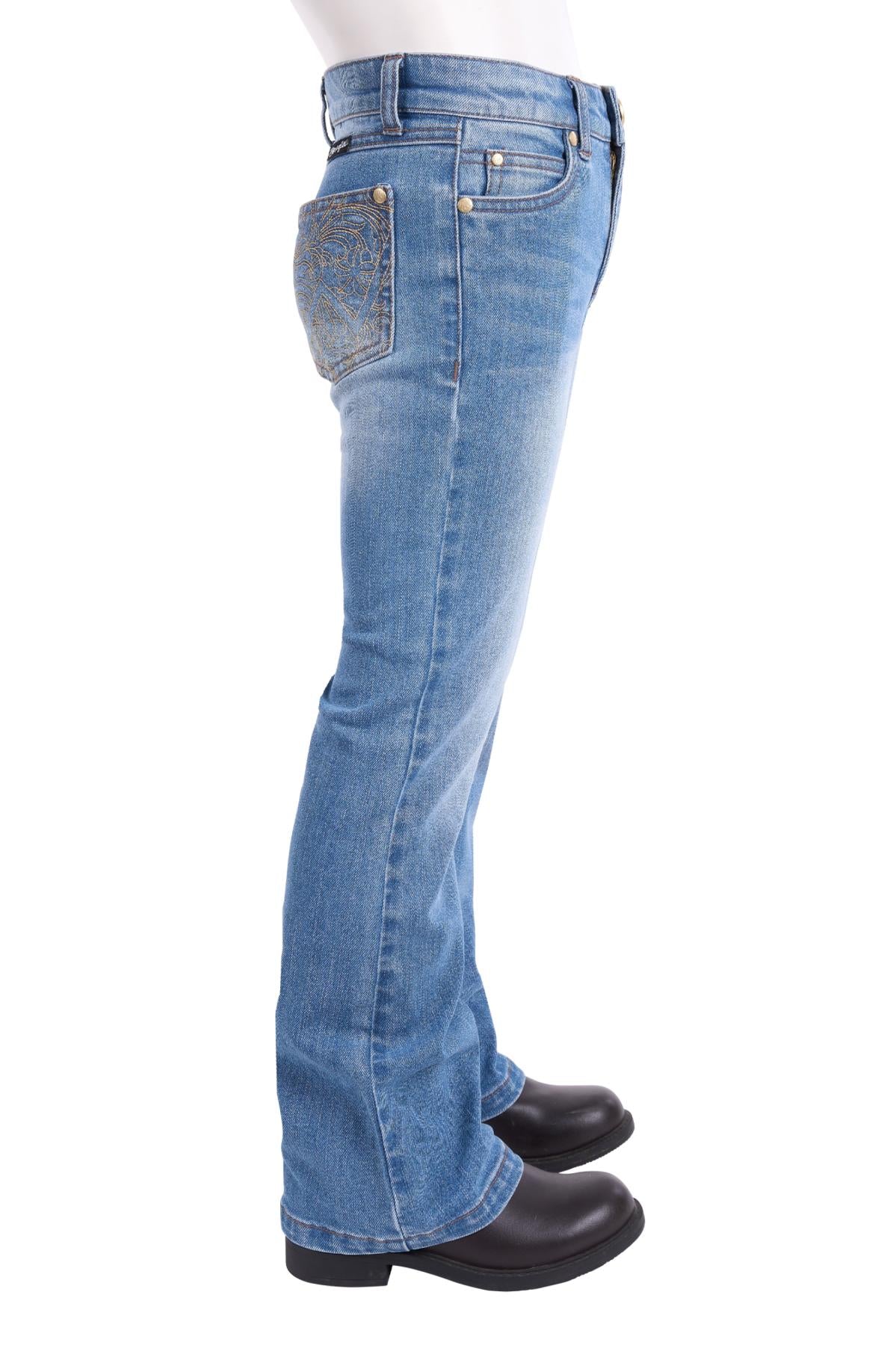 Wrangler Girls Lucy Boot Cut Jeans - Faded Blue XCP5201719