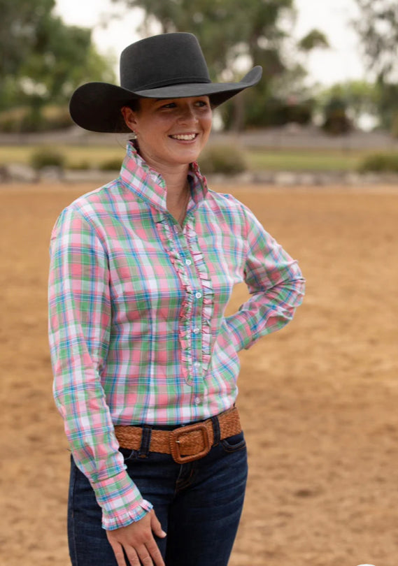 Black Colt Womens Kirby Shirt - Green, Pink & Blue Plaid