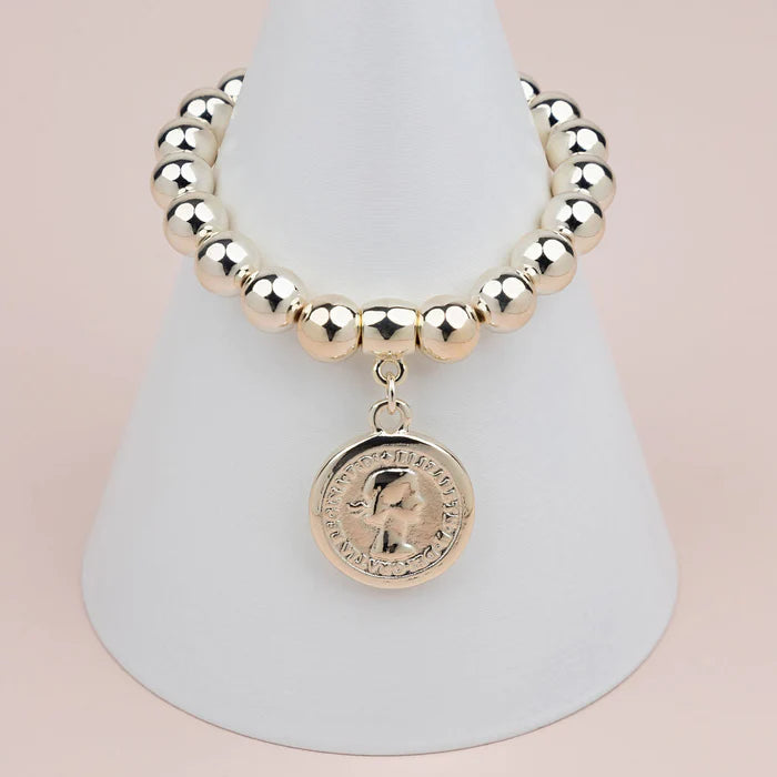 
                      
                        Lillyco Australia Light Gold Coin Bead Bracelet | L1830BG
                      
                    