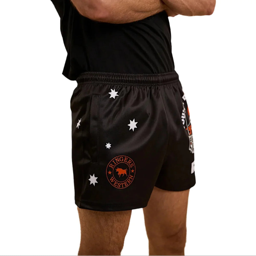 Ringers Western Young and Dumb Mens Footy Shorts  - Black/Orange