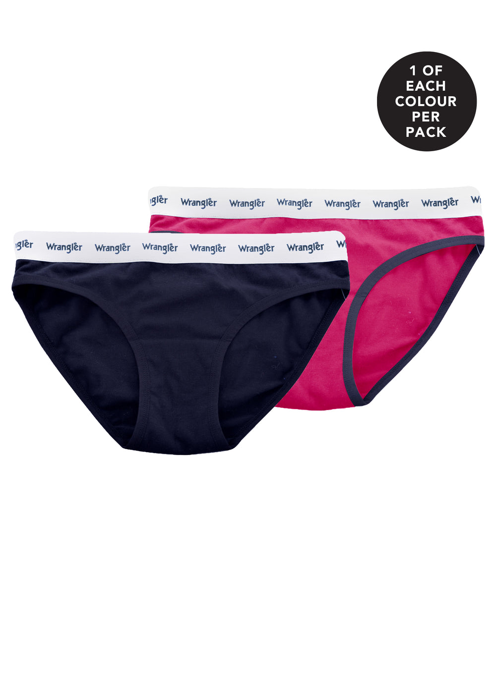 Wrangler Womens Logo Briefs 2 Pack - Navy / Pink XCP2993504