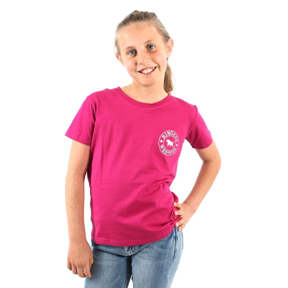Signature Bull Kids Classic T-Shirt - Magenta with Silver print