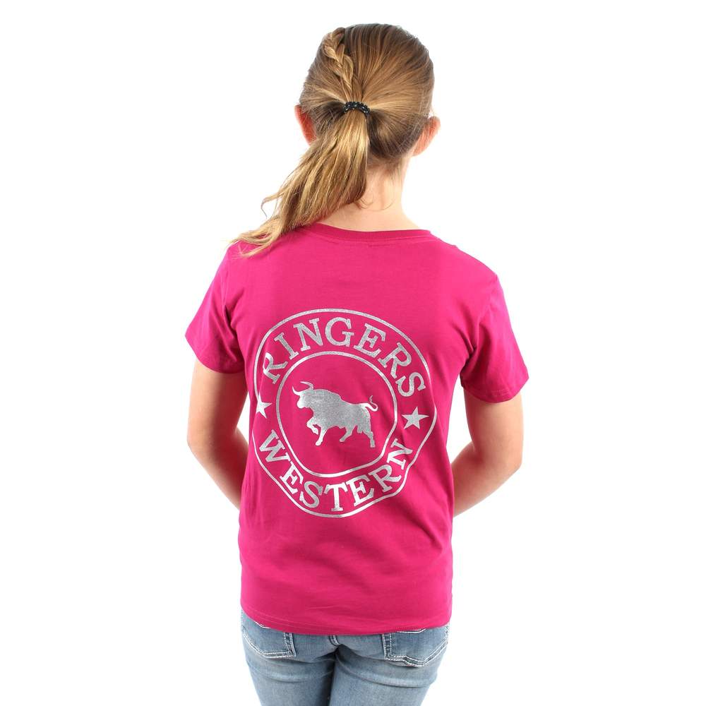 Signature Bull Kids Classic T-Shirt - Magenta with Silver print