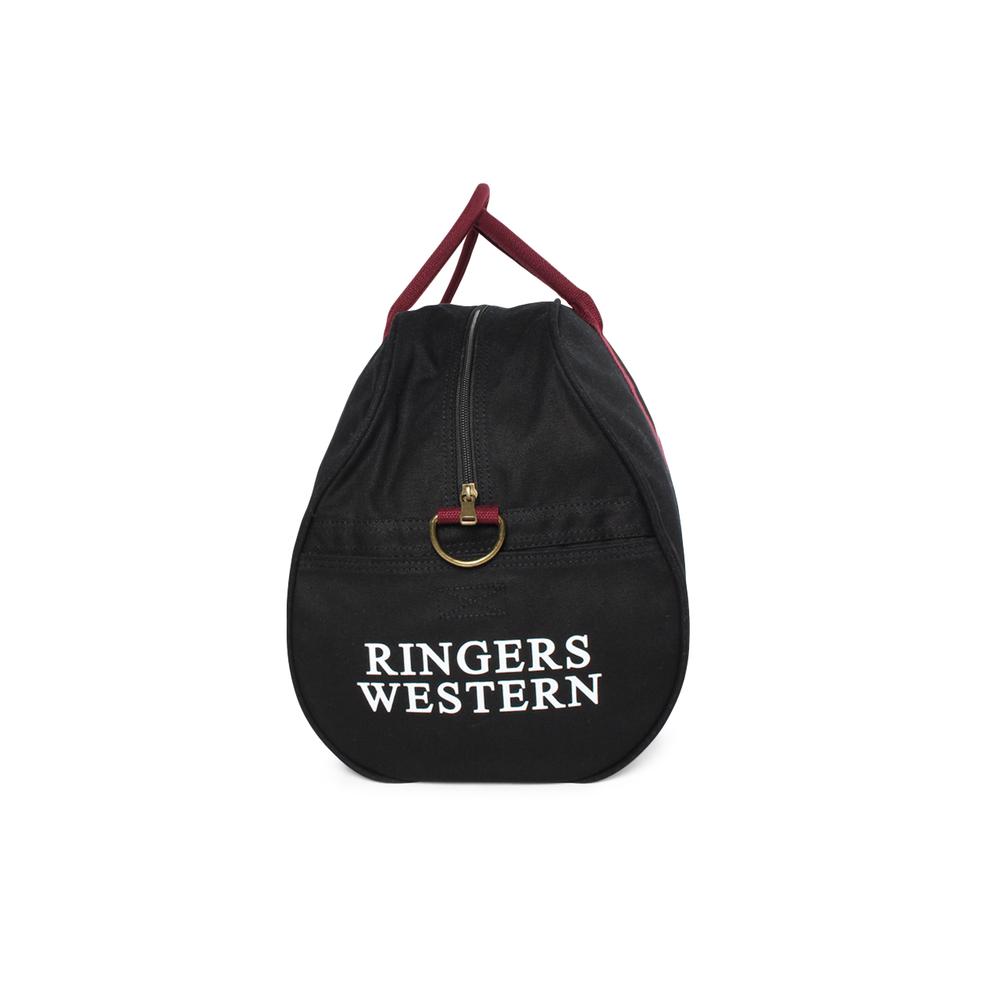 
                      
                        Gundagai Duffle Bag - Black & Maroon with White Print
                      
                    