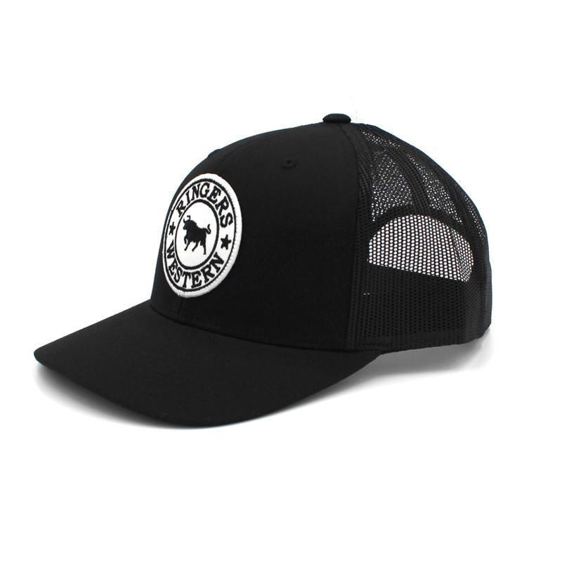 Signature Bull Trucker Cap - Black with Black & White Patch