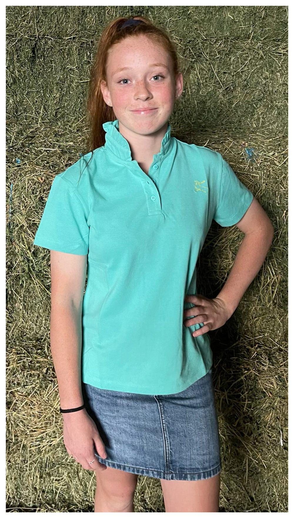 Black Colt Ladies Ruffled Polo - Mint