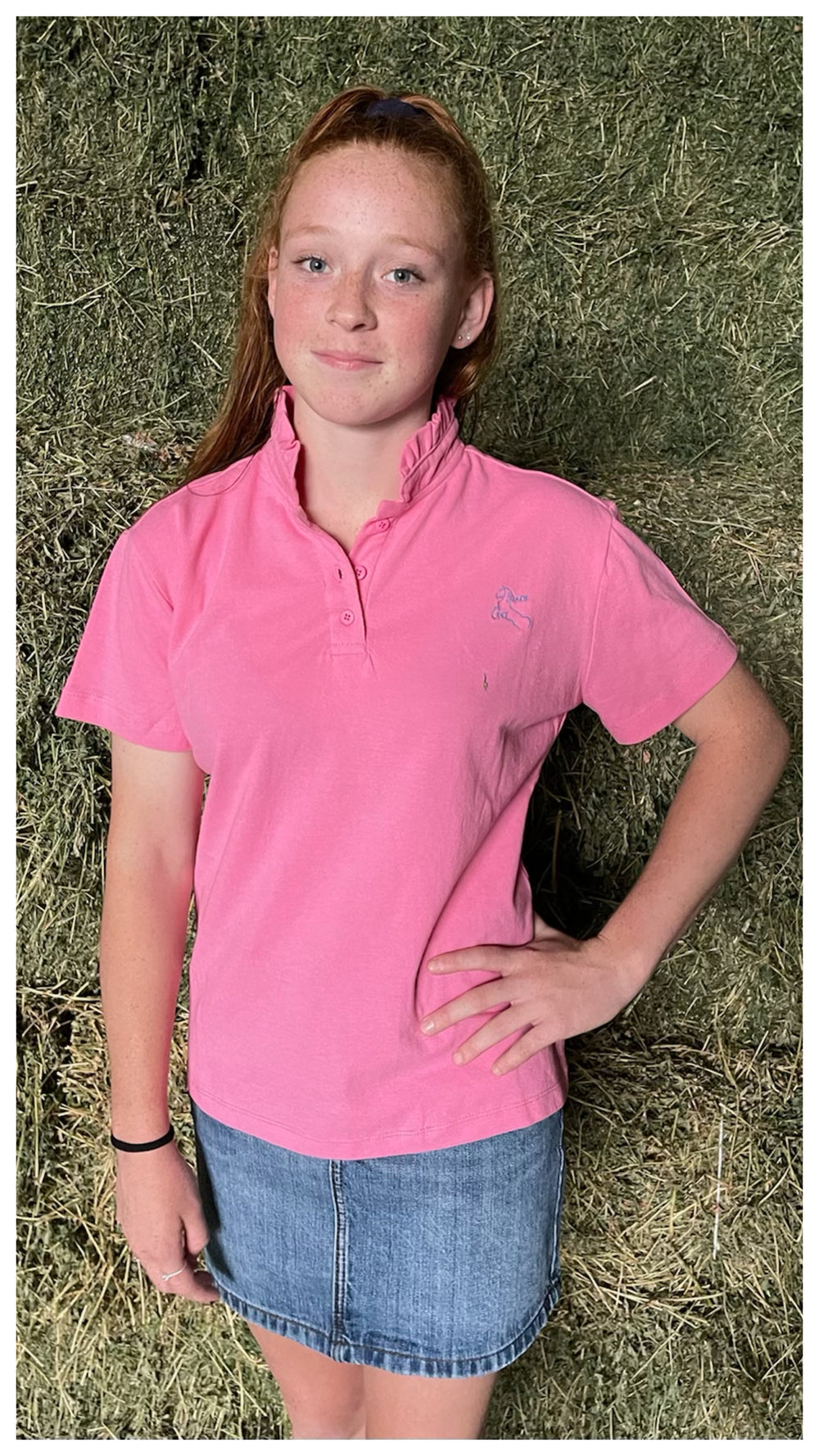 Black Colt Ladies Ruffled Polo - Pink