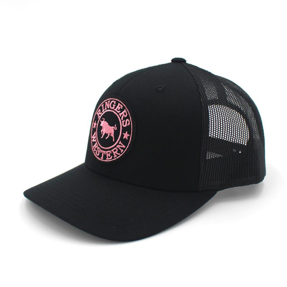 Signature Bull Trucker Black with Black & Pink Patch