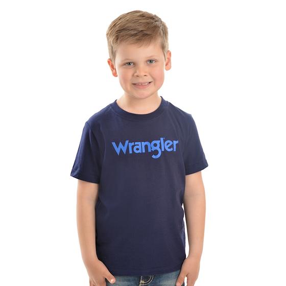 Wrangler Boy's Logo Tee - Grey Marle / Navy