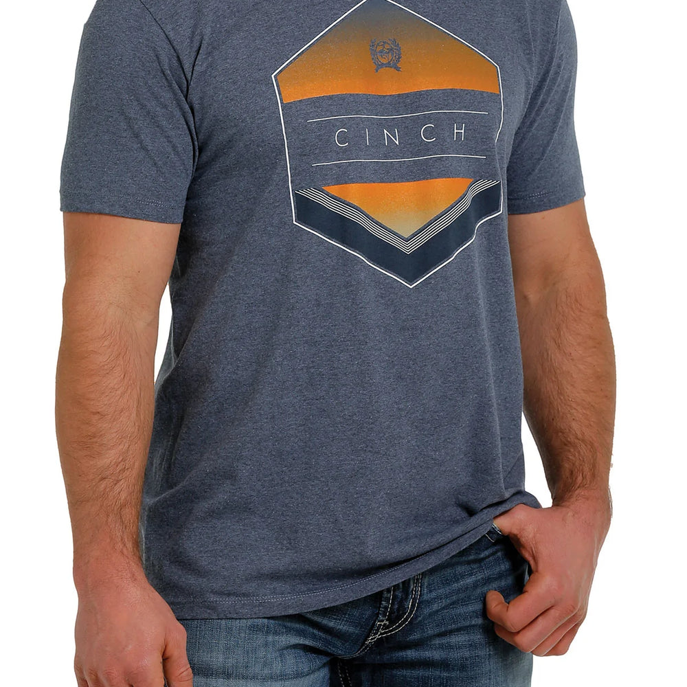 Mens Cinch Shirt- Heather Blue Logo MTT1690469