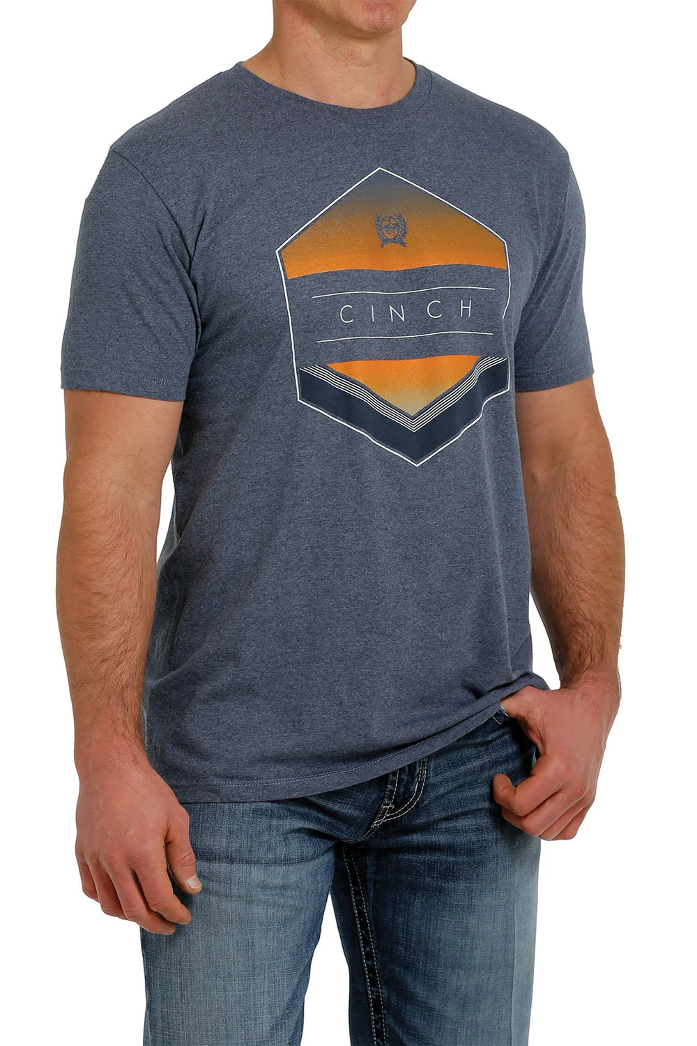 Mens Cinch Shirt- Heather Blue Logo MTT1690469