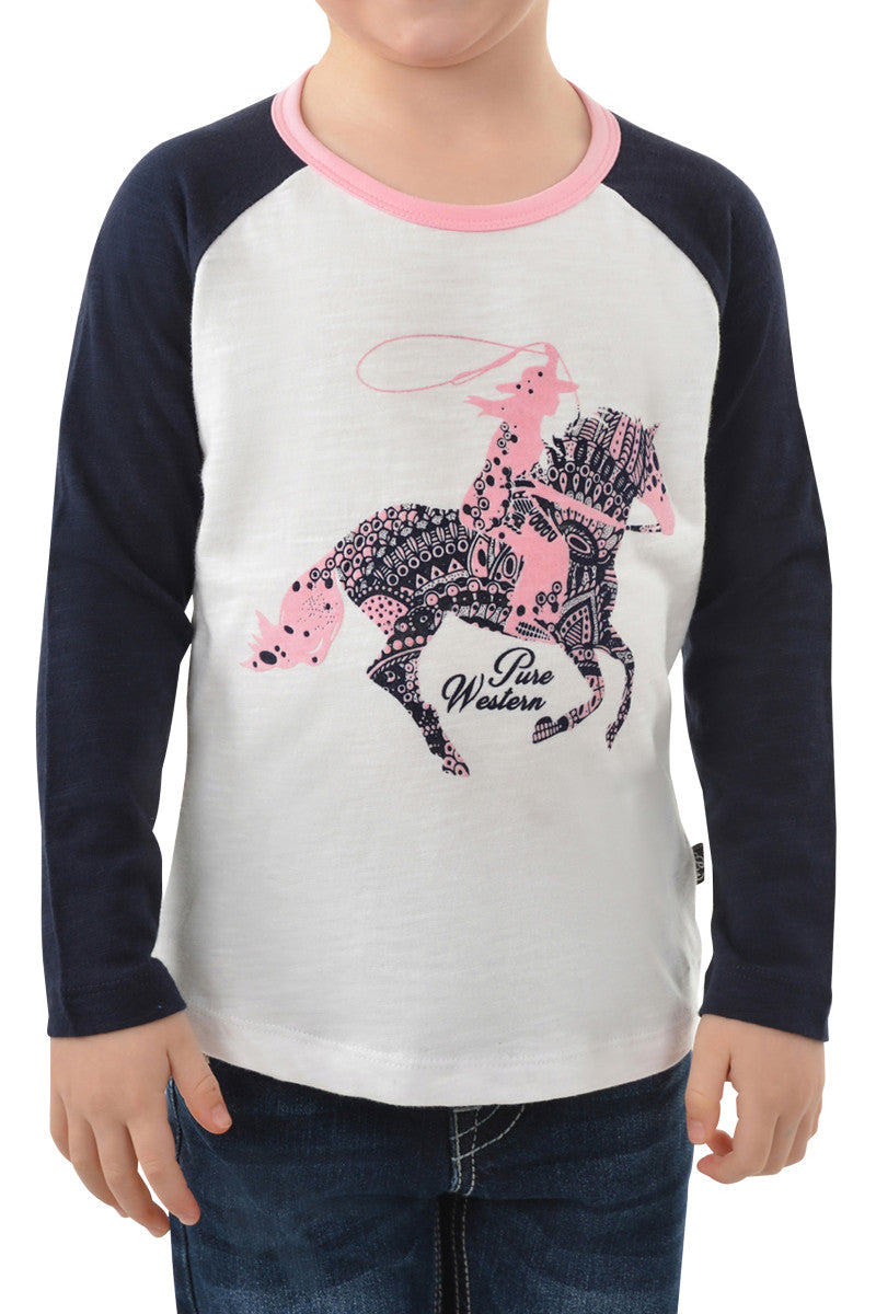 Pure Western Girls Lucky L/S Raglan Tee