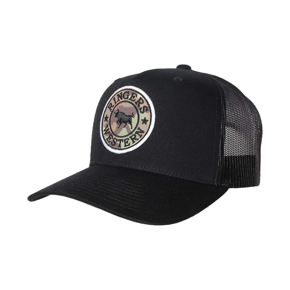 Signature Bull Trucker Cap - Black with Camo Print