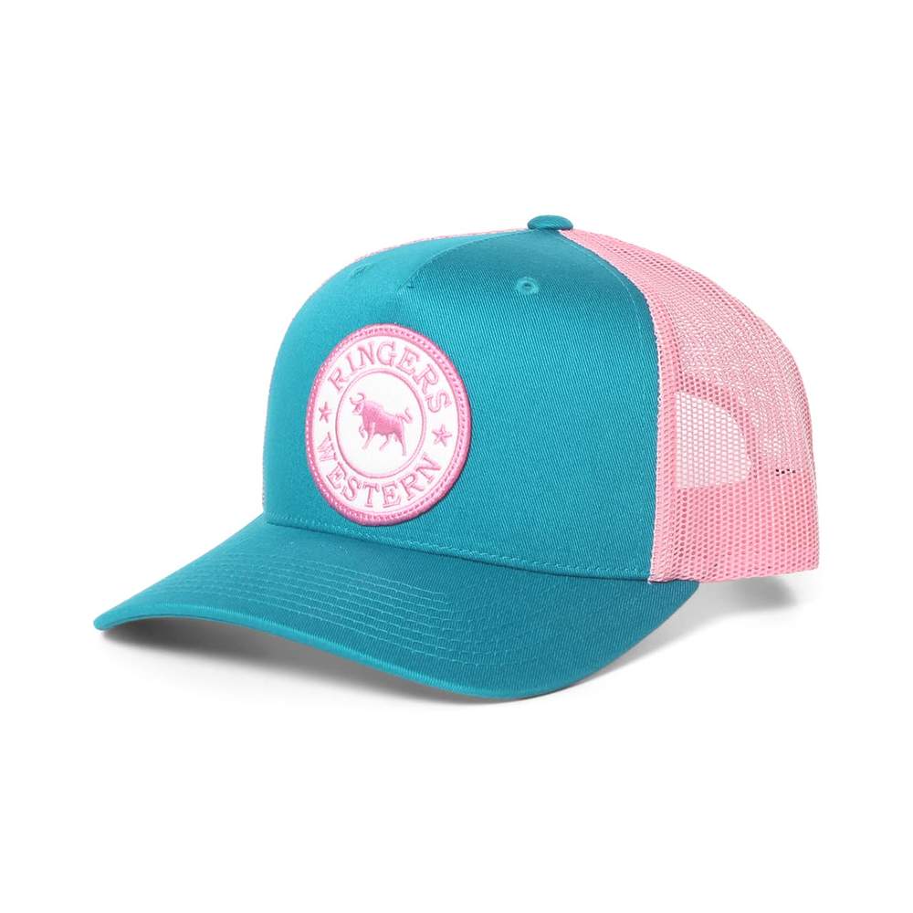 Signature Bull Trucker Teal & Pink with Pink & White Patch