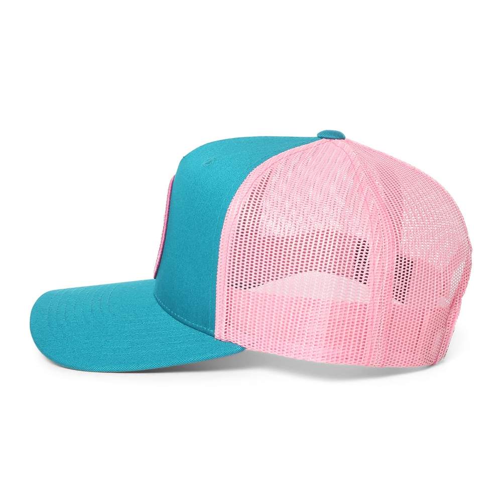 Signature Bull Trucker Teal & Pink with Pink & White Patch