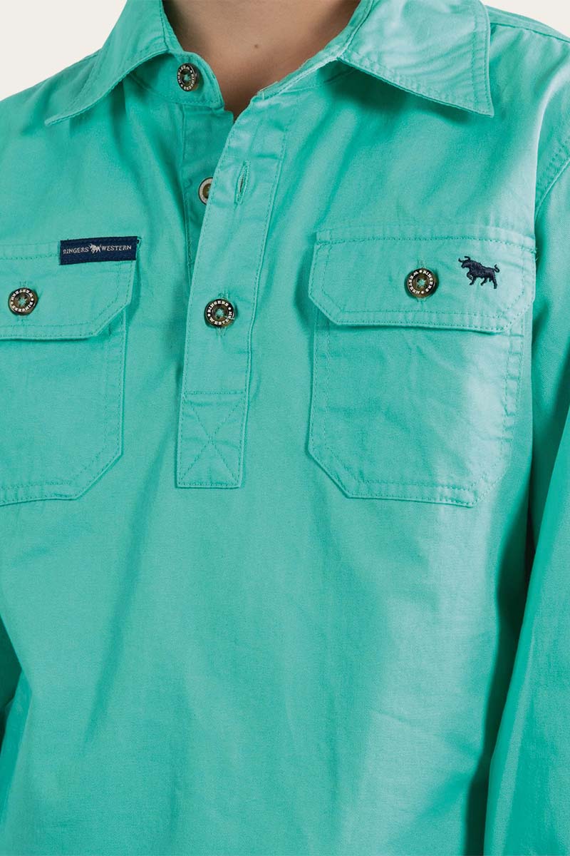 Ringers Western Ringers Western Ord River Kids Half Button Work Shirt - Mint
