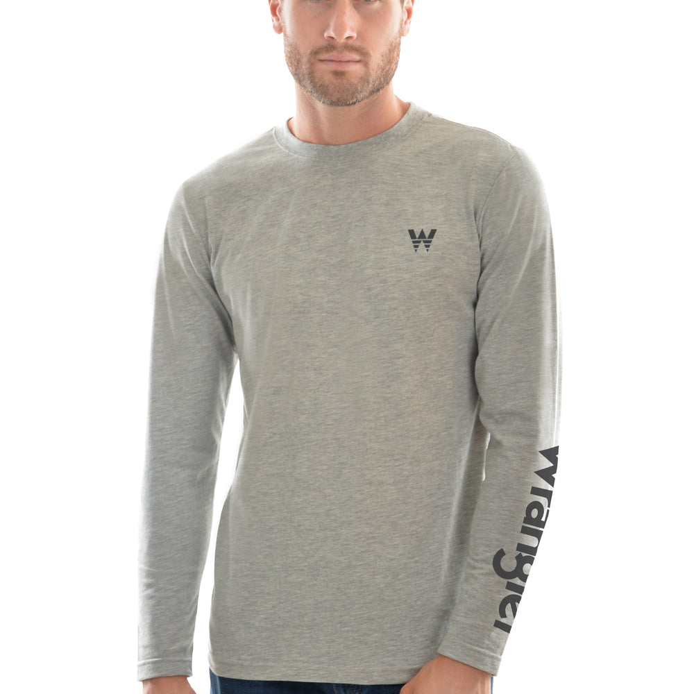 Mens Wrangler Logo L/S Shirt - Grey
