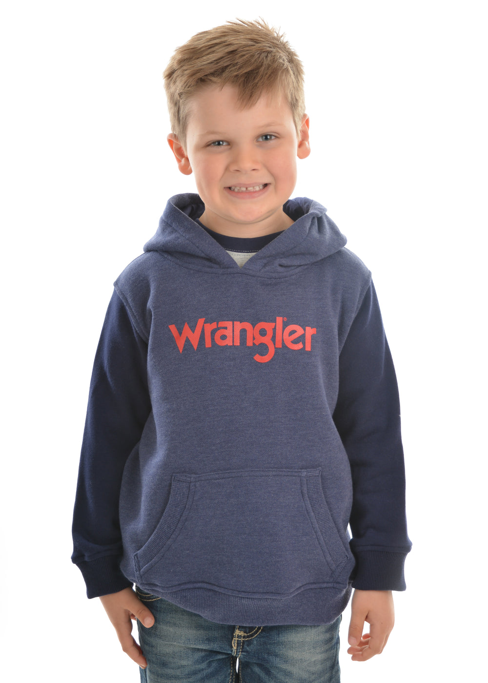 Wrangler Logo Boy's Pullover Hoodie - Navy Marle