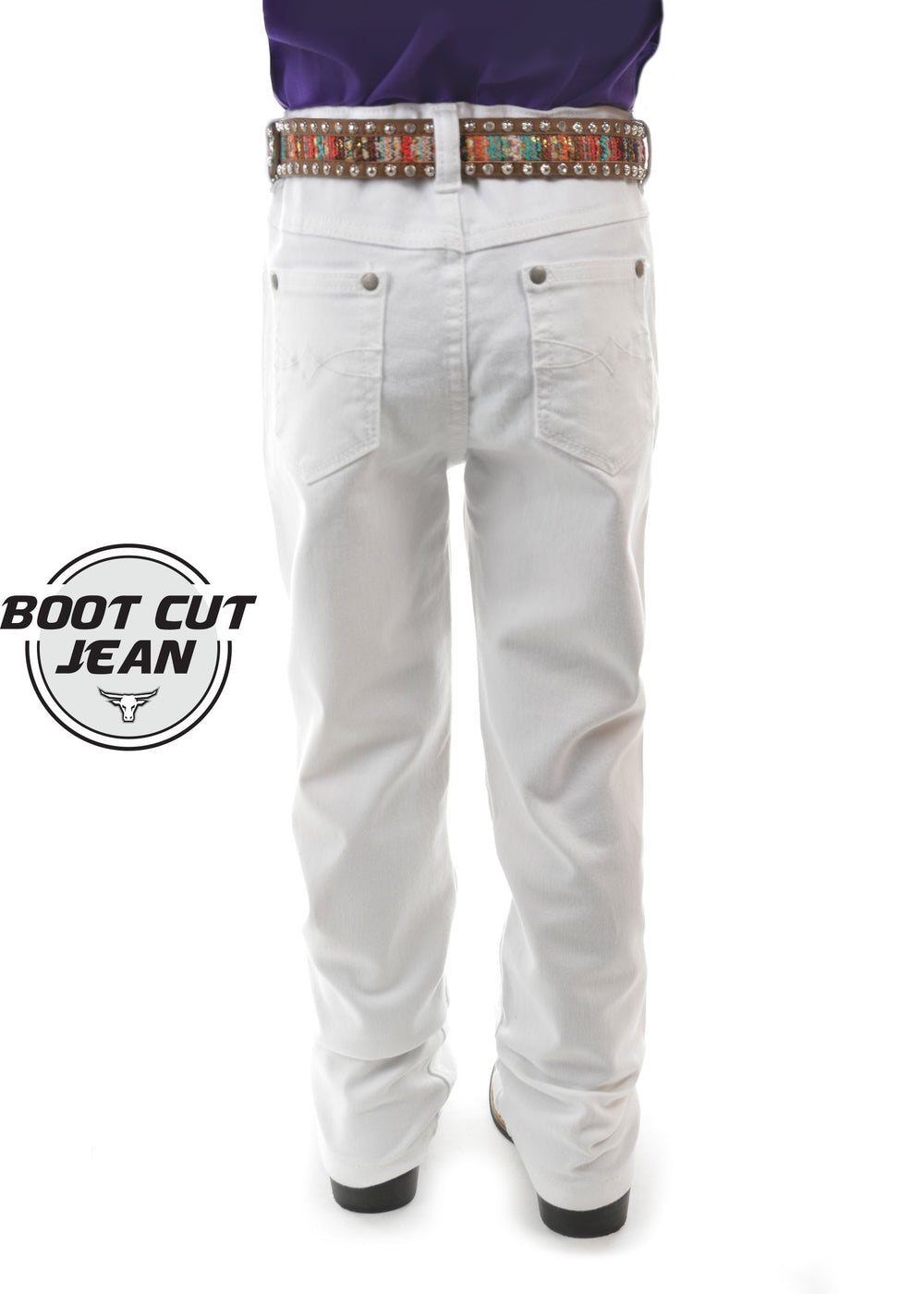 Kids Pure Western White Riding Jeans