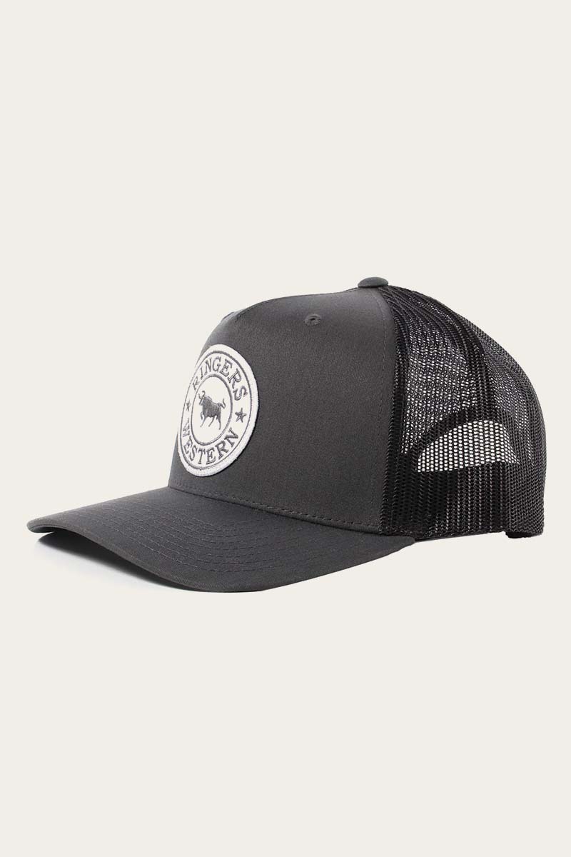Ringers Western Trucker Cap - Charcoal with Charcoal & White Patch