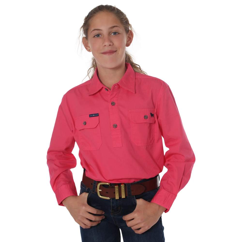 Ringers Western Kids Ord River Half Button Work Shirt - Melon