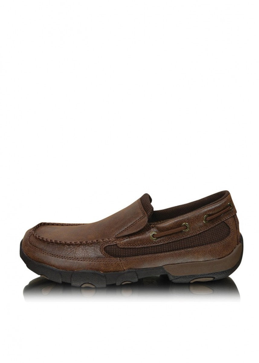 Mens Casual Driving Mocs Boat Slip On - Brown