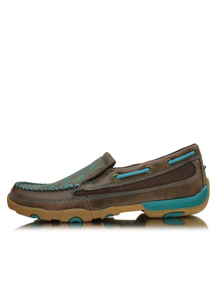 Womens Casual Driving Mocs - Brown / Turquoise TCWDMS005